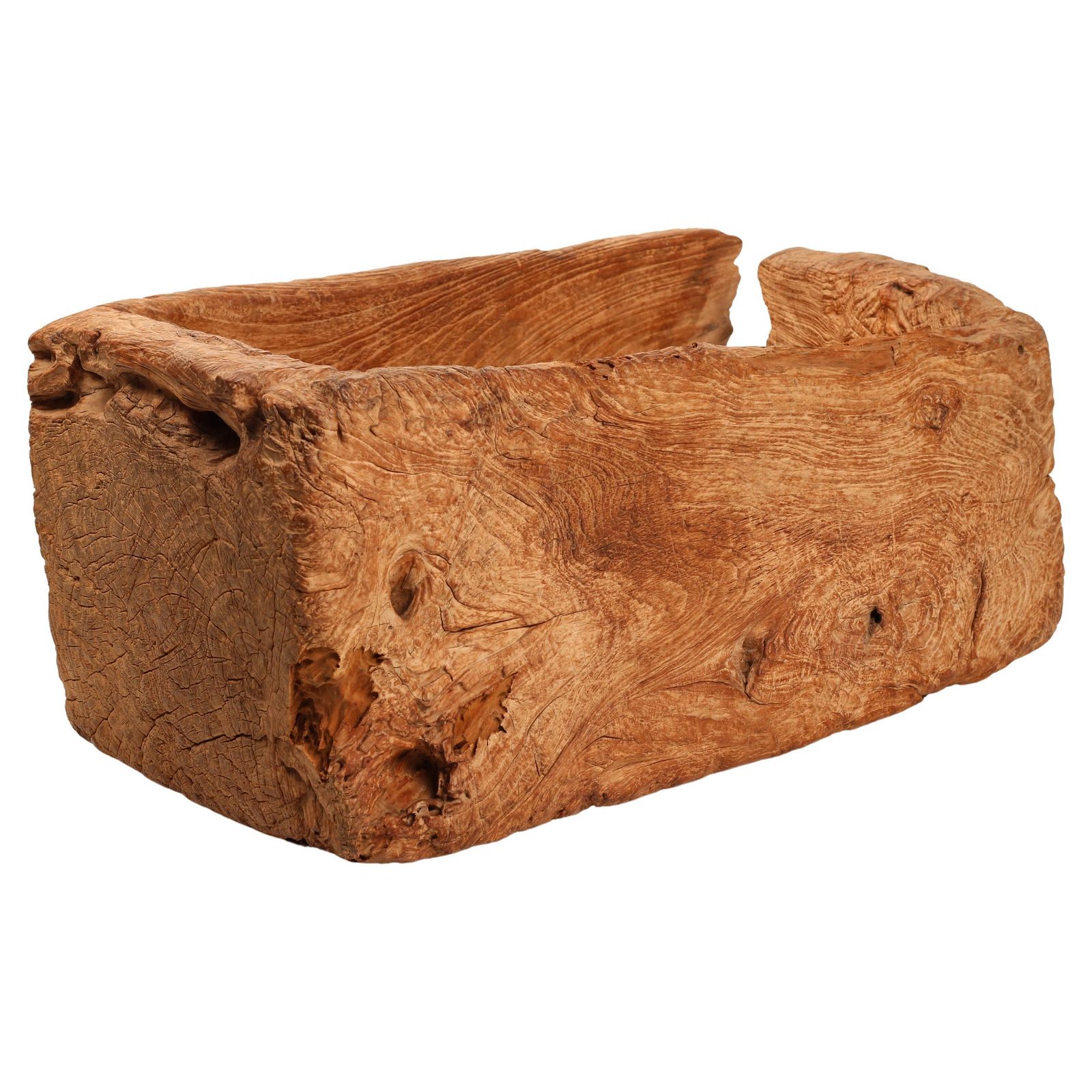 Wabi Sabi Primitive Wooden Trough – Hand Carved Lombok Vessel photo Home Decor