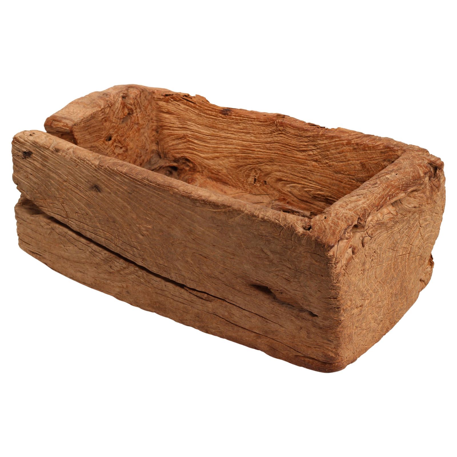 photo vintage Wabi Sabi Primitive Wooden Trough – Hand Carved Lombok Vessel