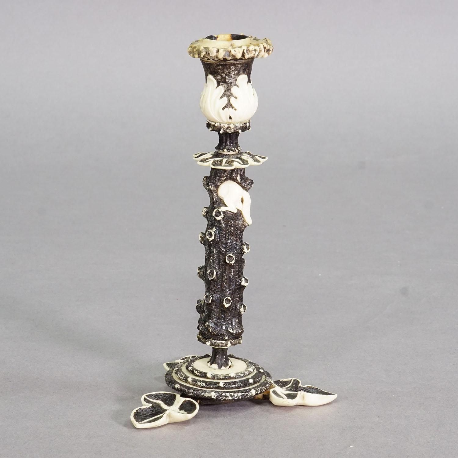 Antique Antler And Bone Candle Holder, Germany Ca. 1850 photo for sale