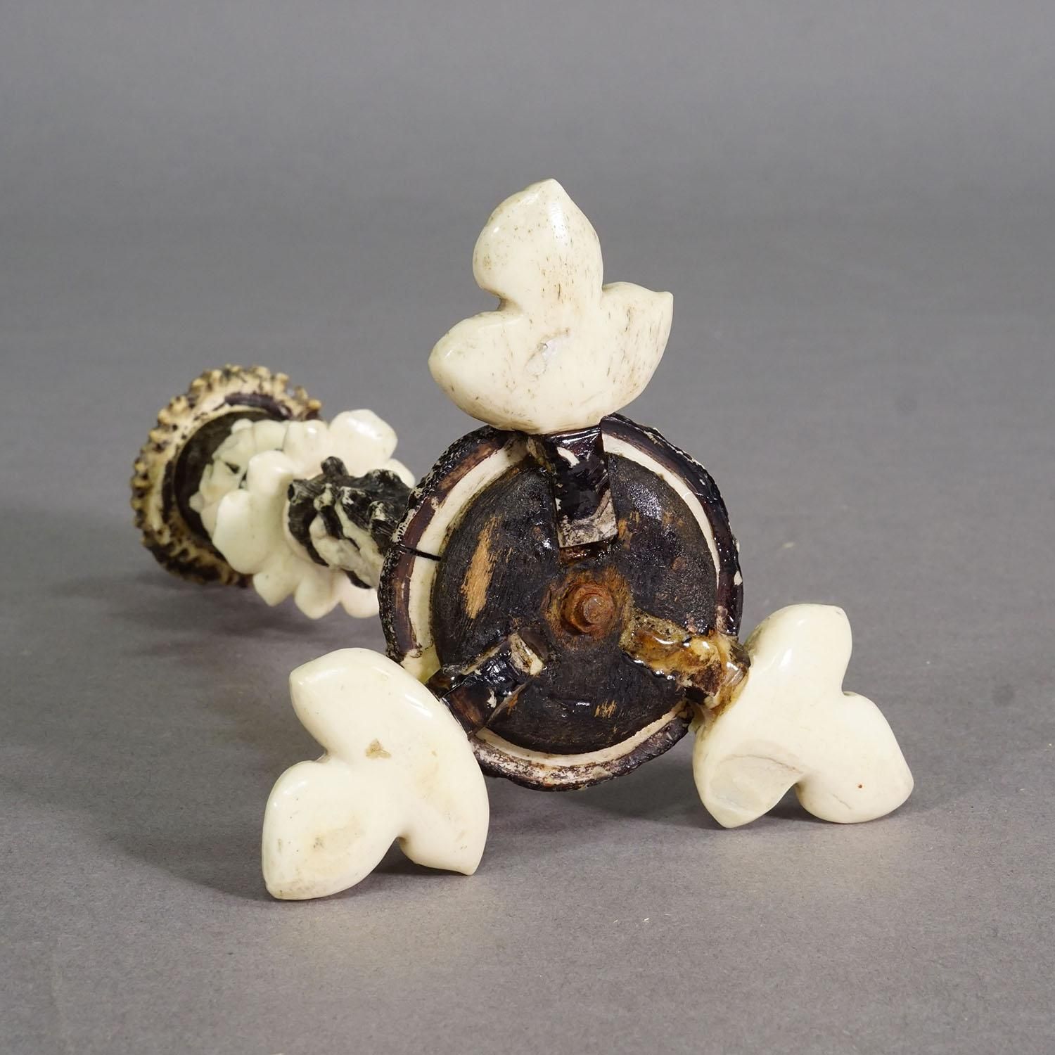 photo for sale Antique Antler And Bone Candle Holder, Germany Ca. 1850