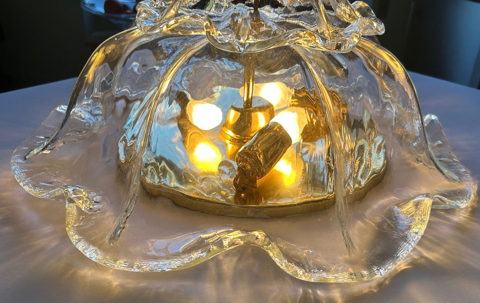 Lighting North Pole Star, Transparent La Murrina Flush Light With Gold Inclusions, 1990 photo