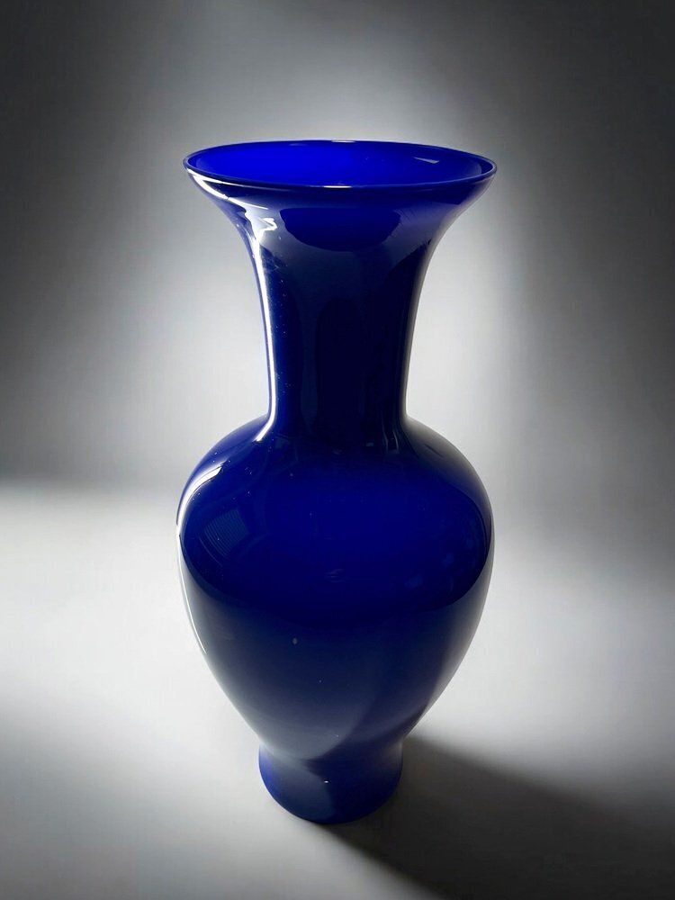 Large Cobalt Blue Murano Glass Vase By Nason Moretti, 1970s photo for sale
