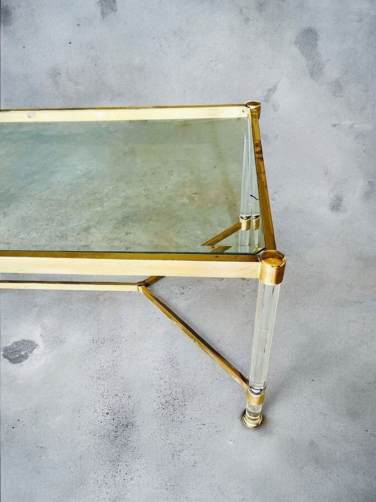 Mid Century Italian Brass And Glass Coffee/Side Table, 1970s photo Furniture