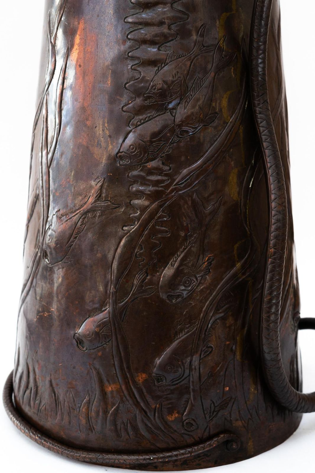 Big Jugendstil Copper Chased And Hand Hammered Vase Vienna Around 1908 photo Home Decor