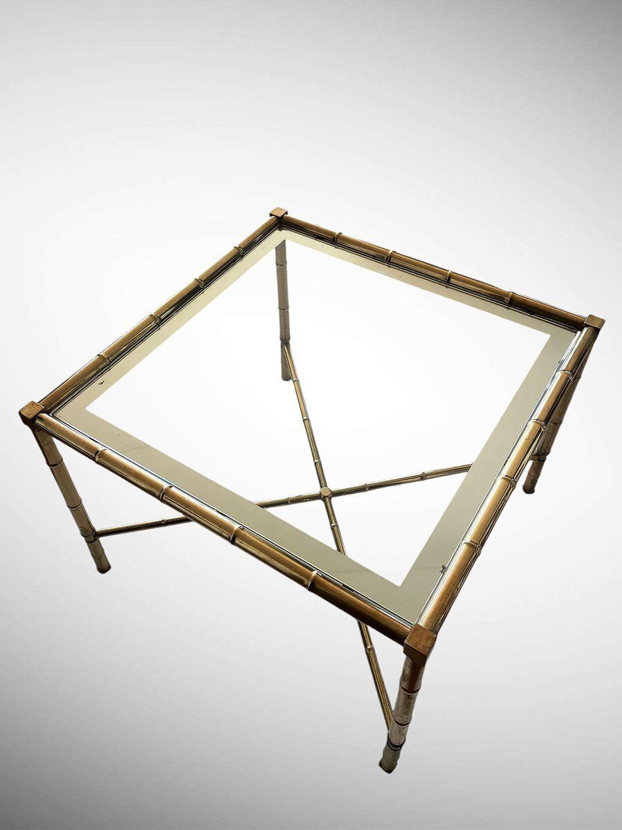 French Faux Bamboo And Brass Coffee Table, 1970s photo furniture