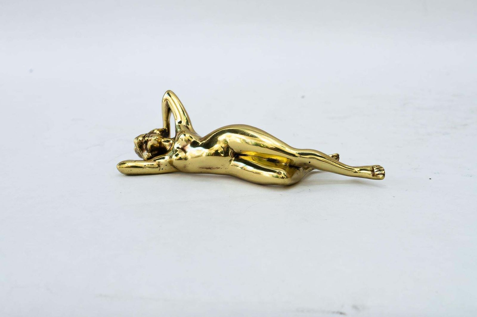 Art Deco Nude Female Brass Paperweight Around 1920s photo for sale