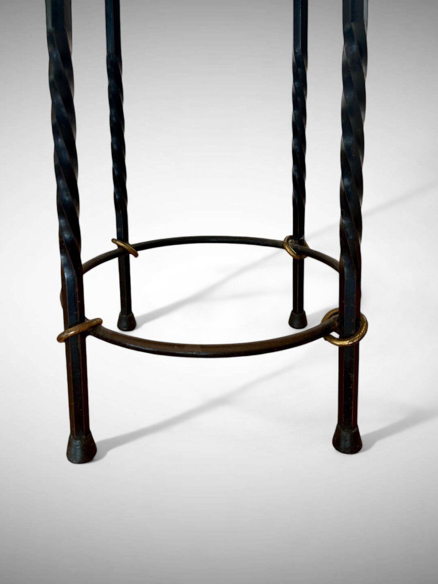 Set Of Vintage Stools, Wrought Iron And Vinyl, 1970s photo Furniture