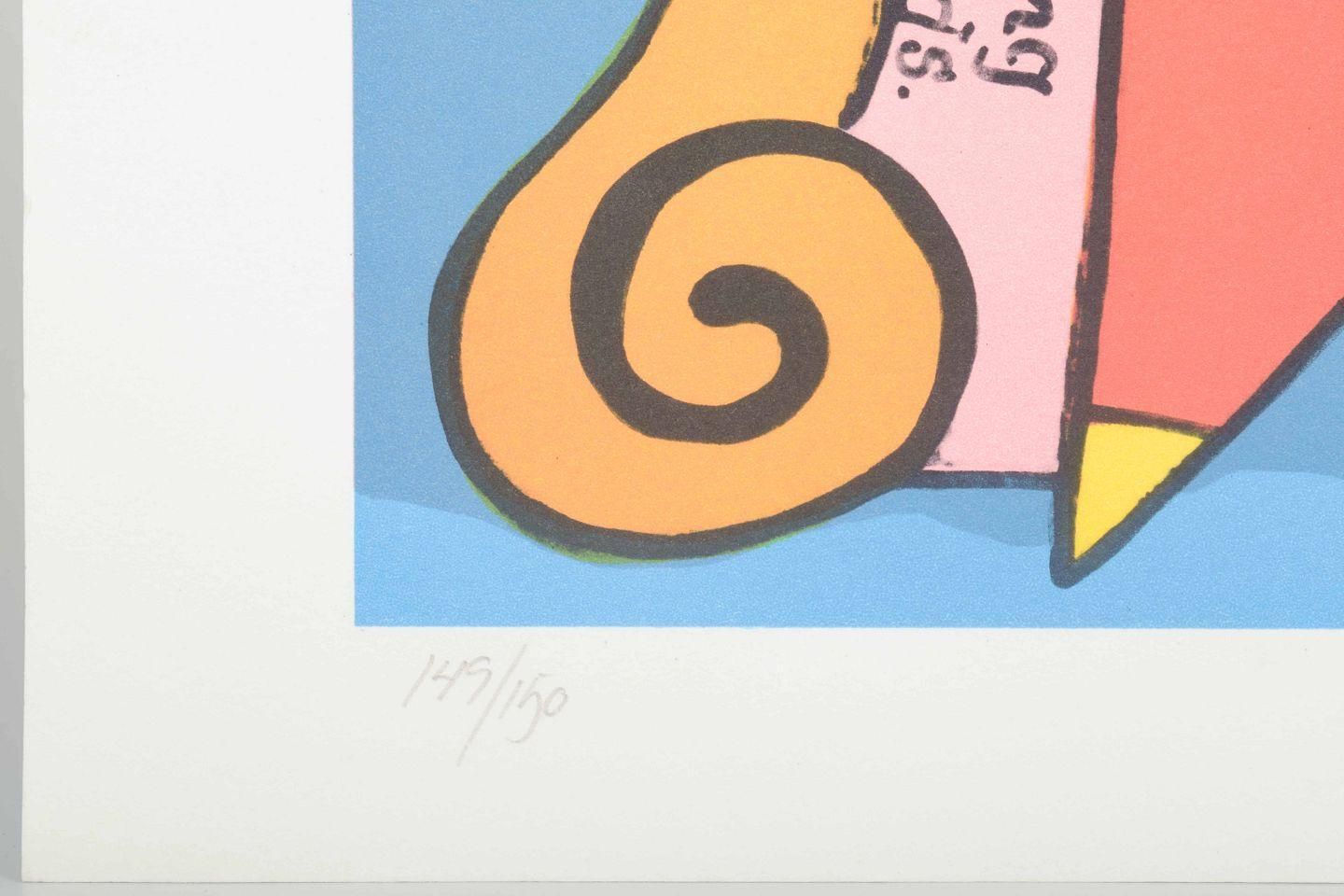 Karin Olesen. Color Lithograph In Bright Tones. Abstract Composition. photo for sale