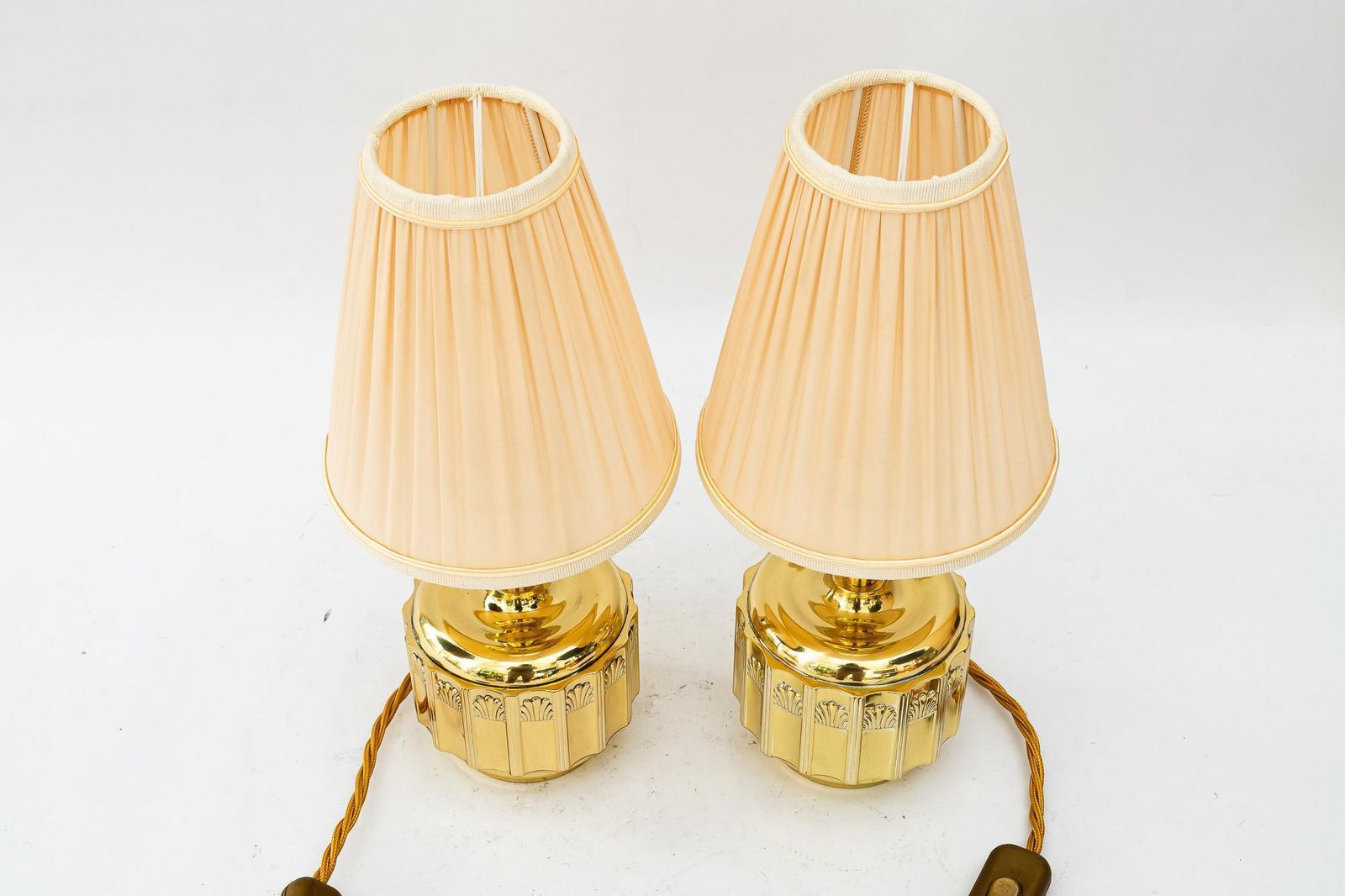 2 Art Deco Table Lamps With Fabric Shades Vienna Around 1920 photo furniture