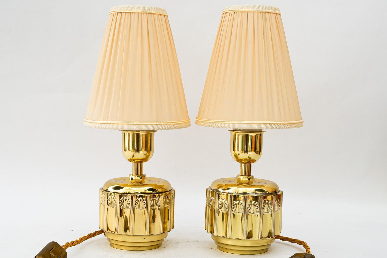 2 Art Deco Table Lamps With Fabric Shades Vienna Around 1920 photo Lighting