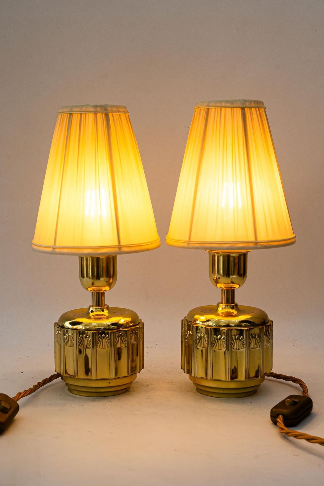 photo for sale 2 Art Deco Table Lamps With Fabric Shades Vienna Around 1920
