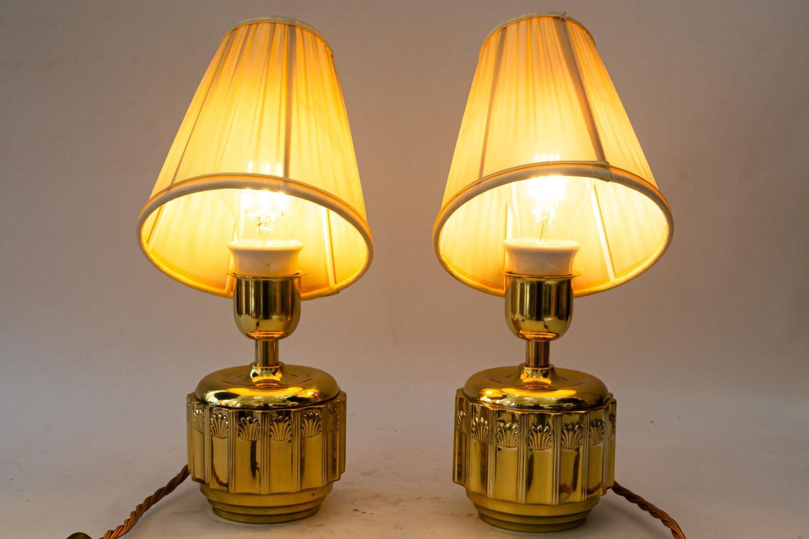 photo vinterior 2 Art Deco Table Lamps With Fabric Shades Vienna Around 1920