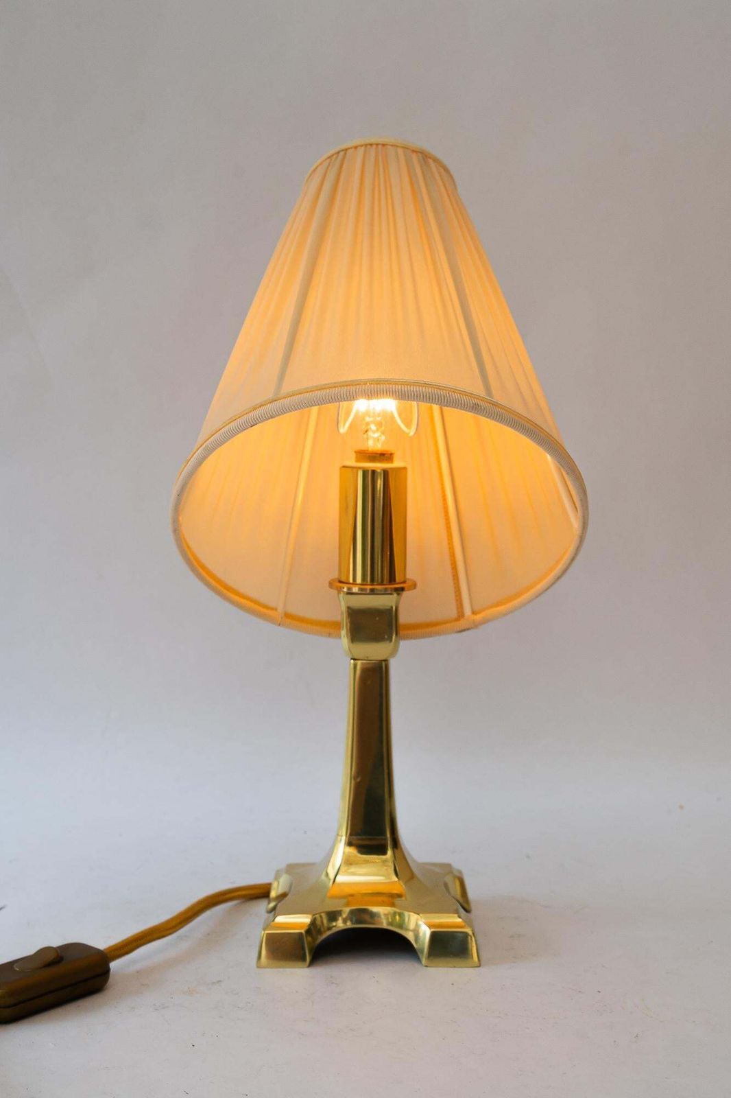 photo furniture Art Deco Brass Table Lamp With Fabric Shade Vienna Around 1920s