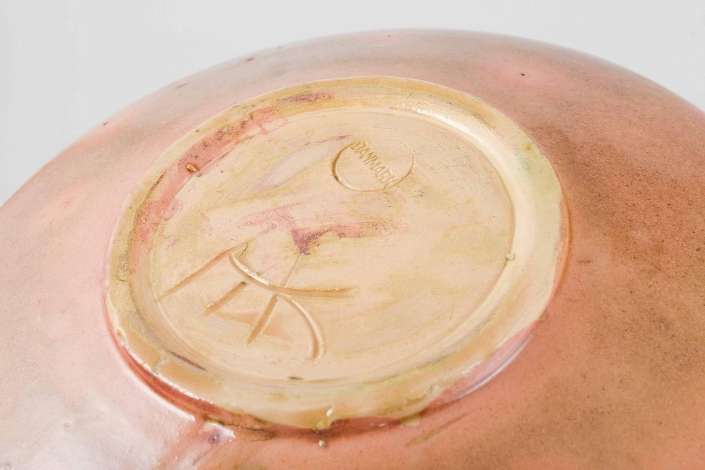Kähler, Denmark. Small Dish/Bowl In Pink Glaze With Hand Painted Floral Motif photo Home Decor