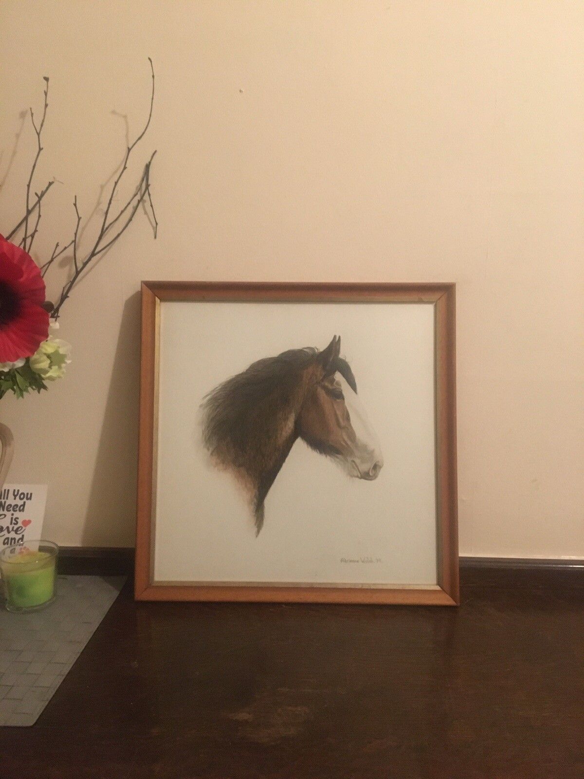 Vintage Original Watercolour Painting Shire Horse 1979 Adrienne Walsh Equestrian photo furniture