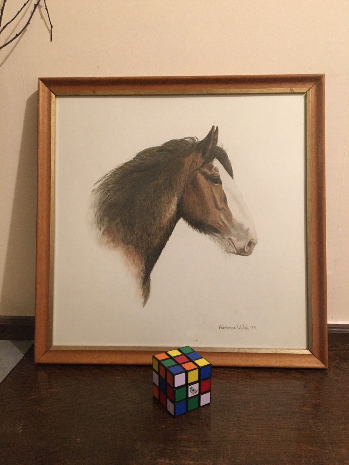 Art Vintage Original Watercolour Painting Shire Horse 1979 Adrienne Walsh Equestrian photo