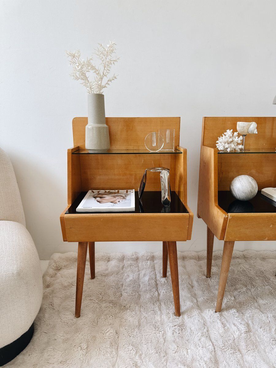 Mid Century Modern Nightstands Attributed To Jitona Soběslav, Czechoslovakia, 1960s, Set Of 2 photo buy