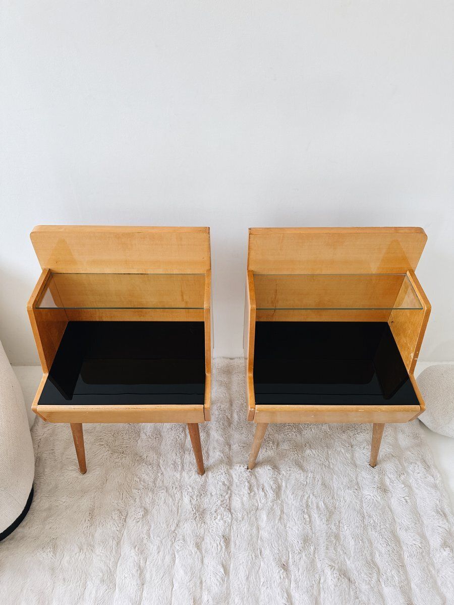 Mid Century Modern Nightstands Attributed To Jitona Soběslav, Czechoslovakia, 1960s, Set Of 2 photo vintage