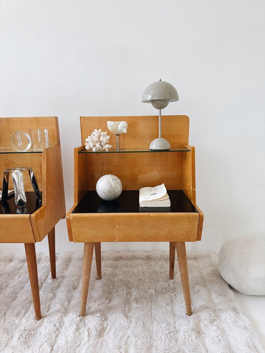Furniture Mid Century Modern Nightstands Attributed To Jitona Soběslav, Czechoslovakia, 1960s, Set Of 2 photo