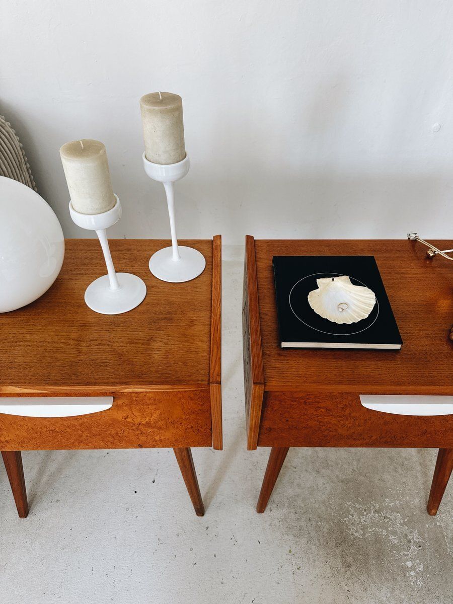 photo vintage Mid Century Czech Nightstands, 1960s, Set Of 2