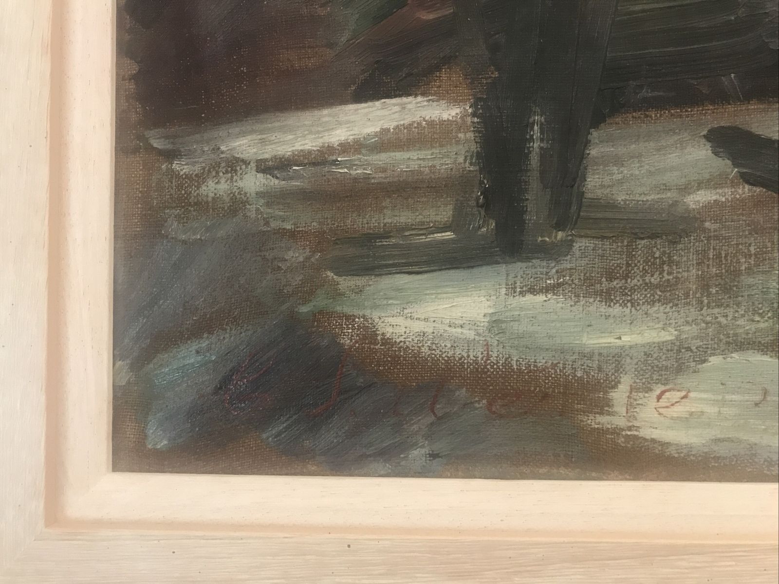 C.S Werner Danish Oil Painting Canvas Post Impressionist/Expressionist Mid C20 photo furniture