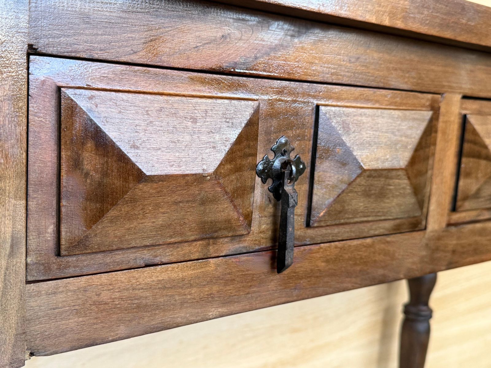 1972.0 Spanish Console Table With Two Carved Drawers, 1900s photo