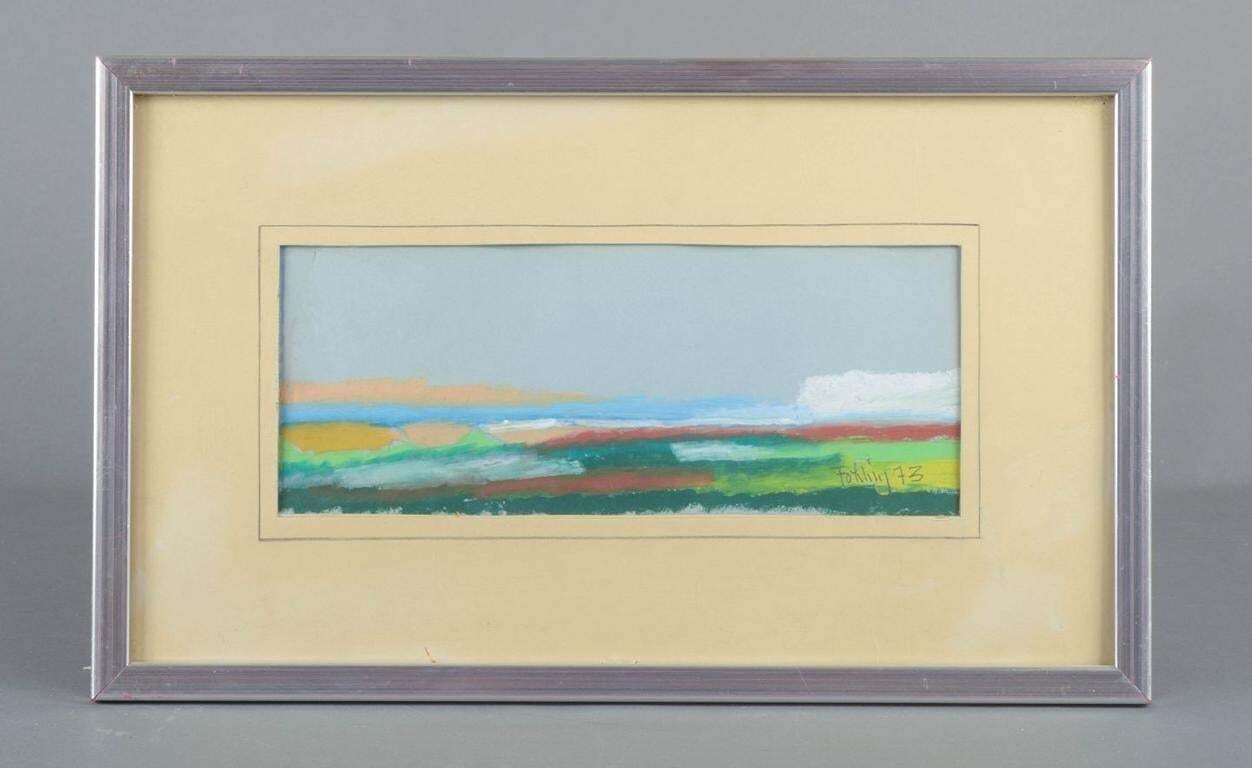 Gunnar Fohlin, Swedish Artist. Pastel On Paper. Contemplative Abstract Landscape photo furniture