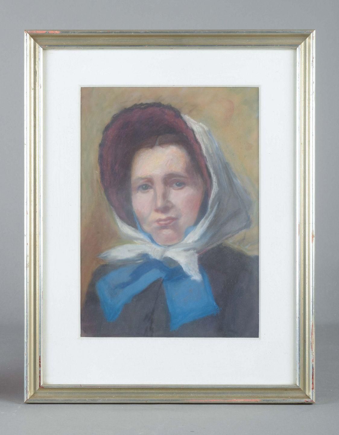 Unknown Artist. Pastel On Paper. Portrait Of A Woman. Early 20th C. photo furniture