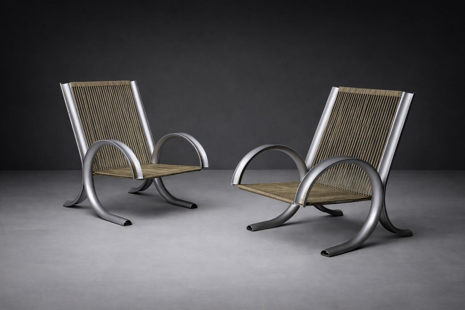 Pair Of Prototype Ferrotipi Armchairs By Gianantonio Malacrida And P. Resmini photo for sale