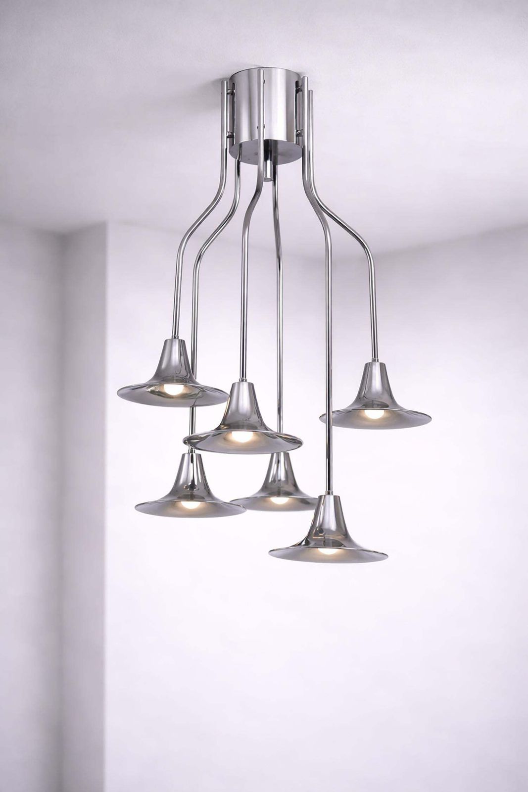 "Trumpet" Chandelier By Goffredo Reggiani 6 Lights, Space Age photo 3182.0
