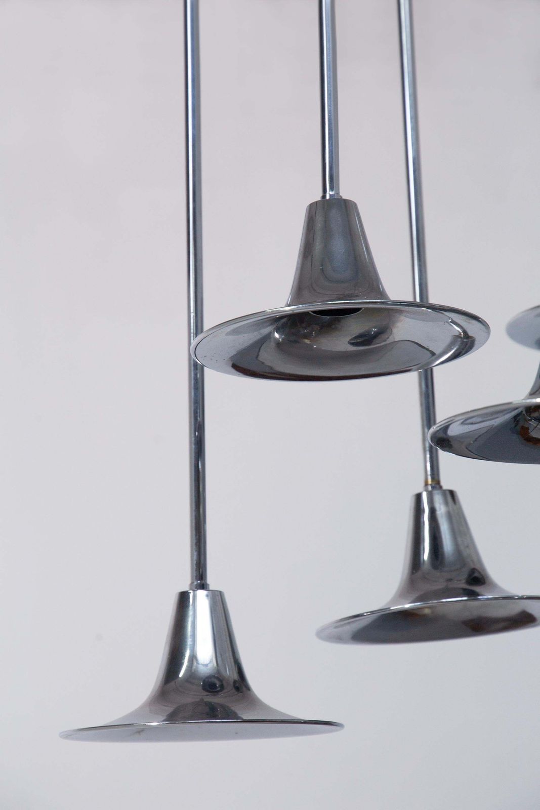 "Trumpet" Chandelier By Goffredo Reggiani 6 Lights, Space Age photo vintage