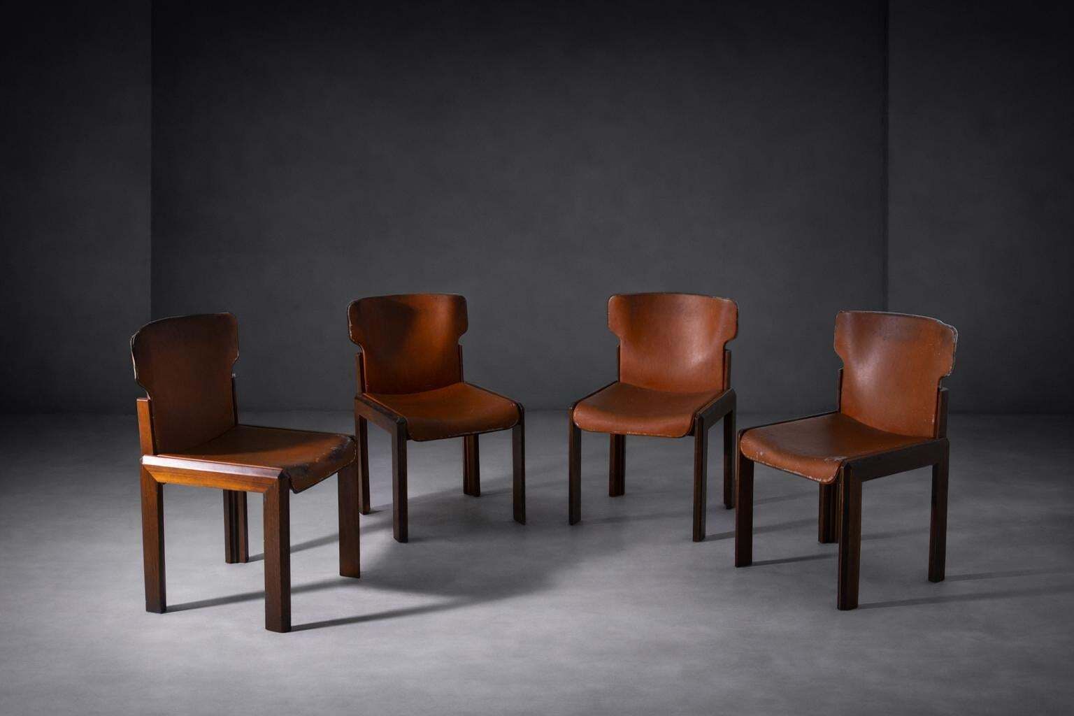 Rare Chairs By Luciano Frigerio, Paganini Model From Frigerio Desio In Leather photo for sale