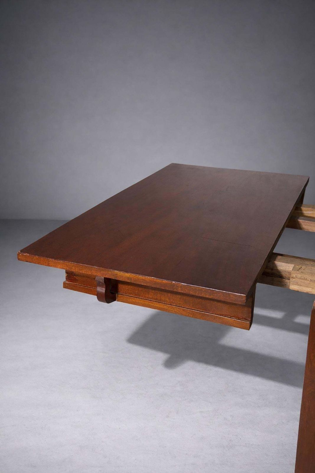 photo buy Italian Art Nouveau Walnut Extendable Dining Table With Lyre Motif Base, Liberty