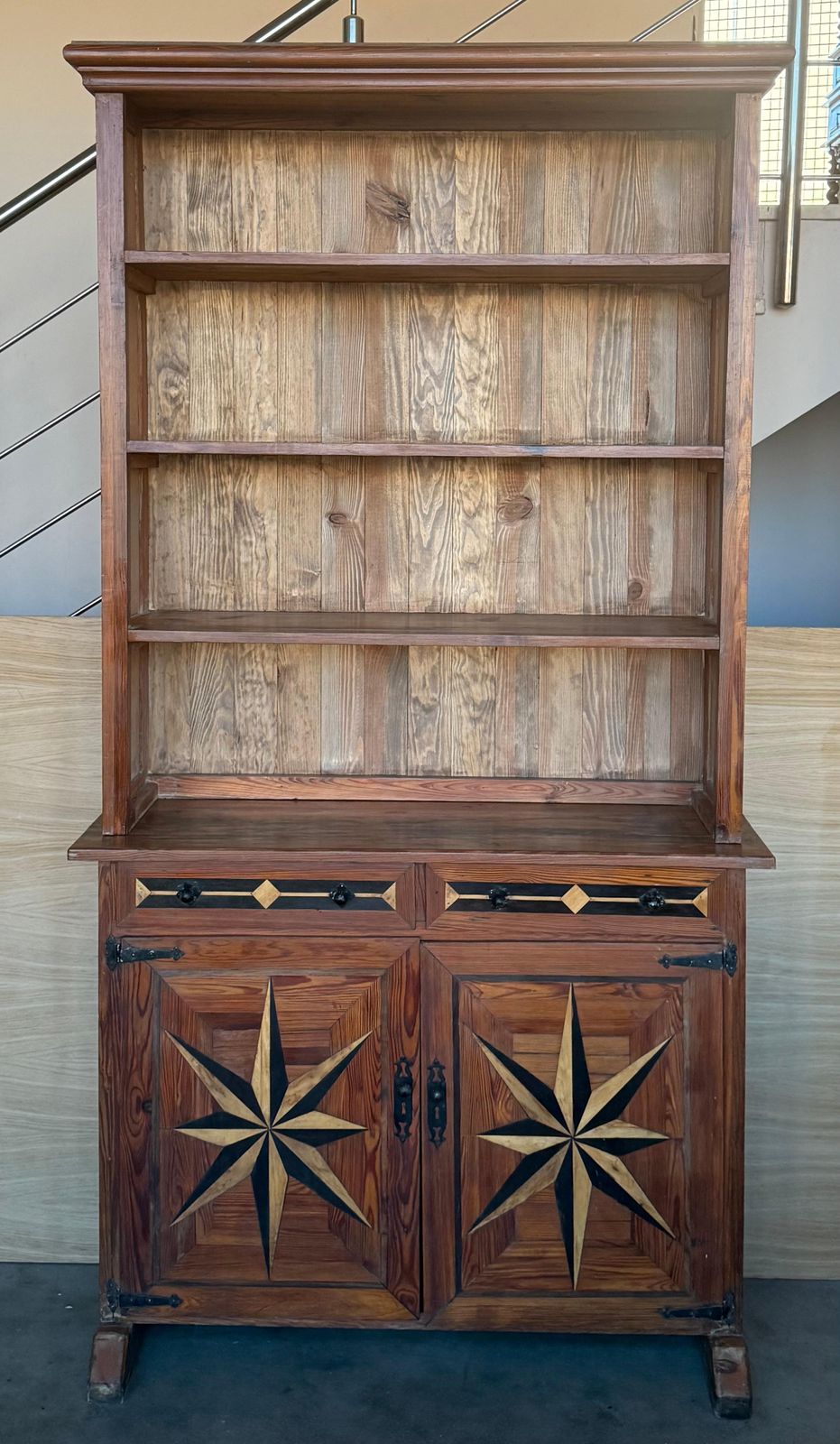 19th Pair Of Marquetry Pine Bookcase With Two Doors And Drawers photo for sale