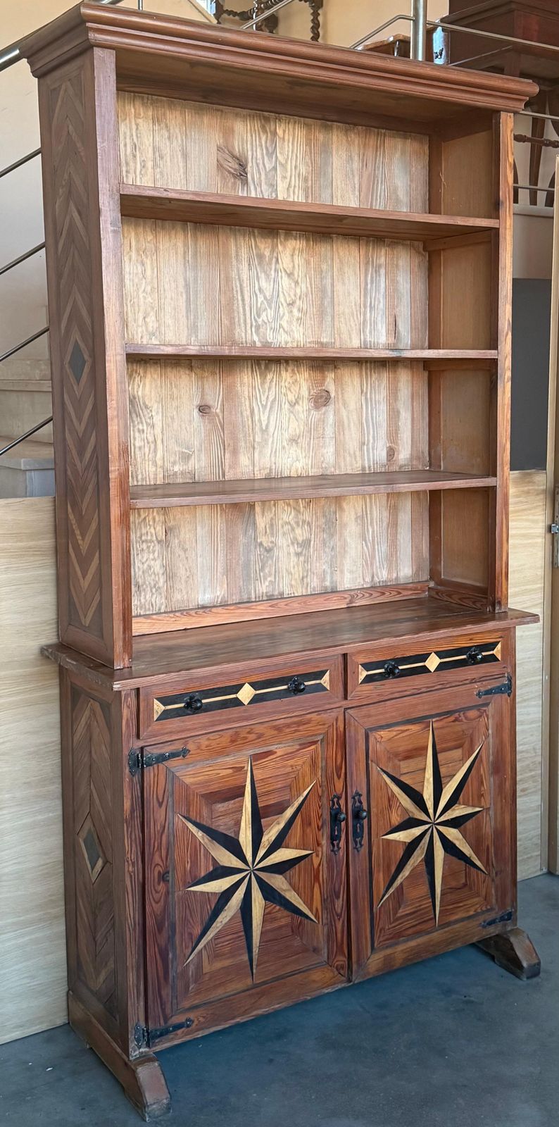 19th Pair Of Marquetry Pine Bookcase With Two Doors And Drawers photo Furniture