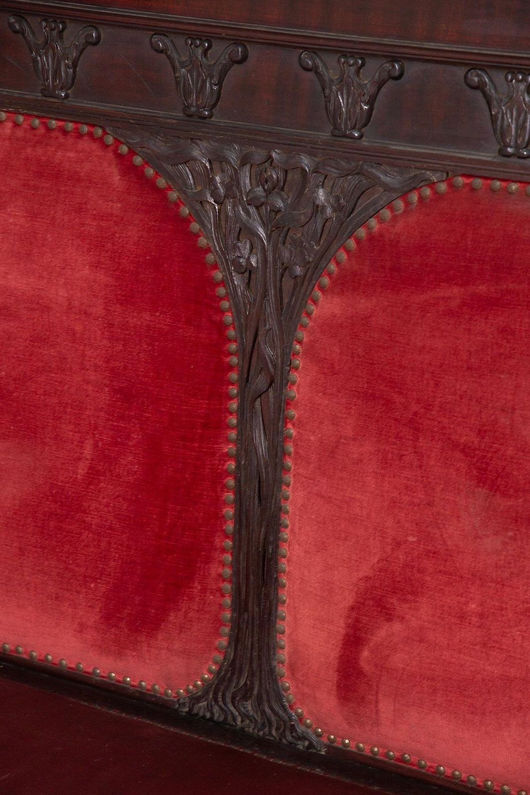 Italian Art Nouveau Wall Bench With Original Mirror, Liberty Bench photo vinterior