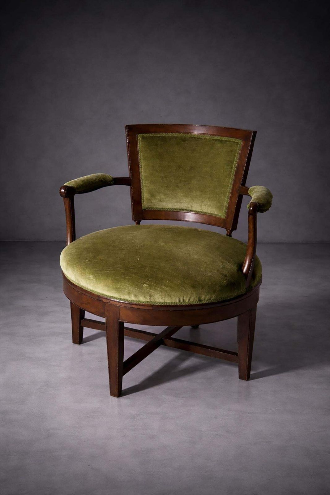 English Victorian Period Green Velvet Swivel Armchair, Malacrida Collection photo 4773.0
