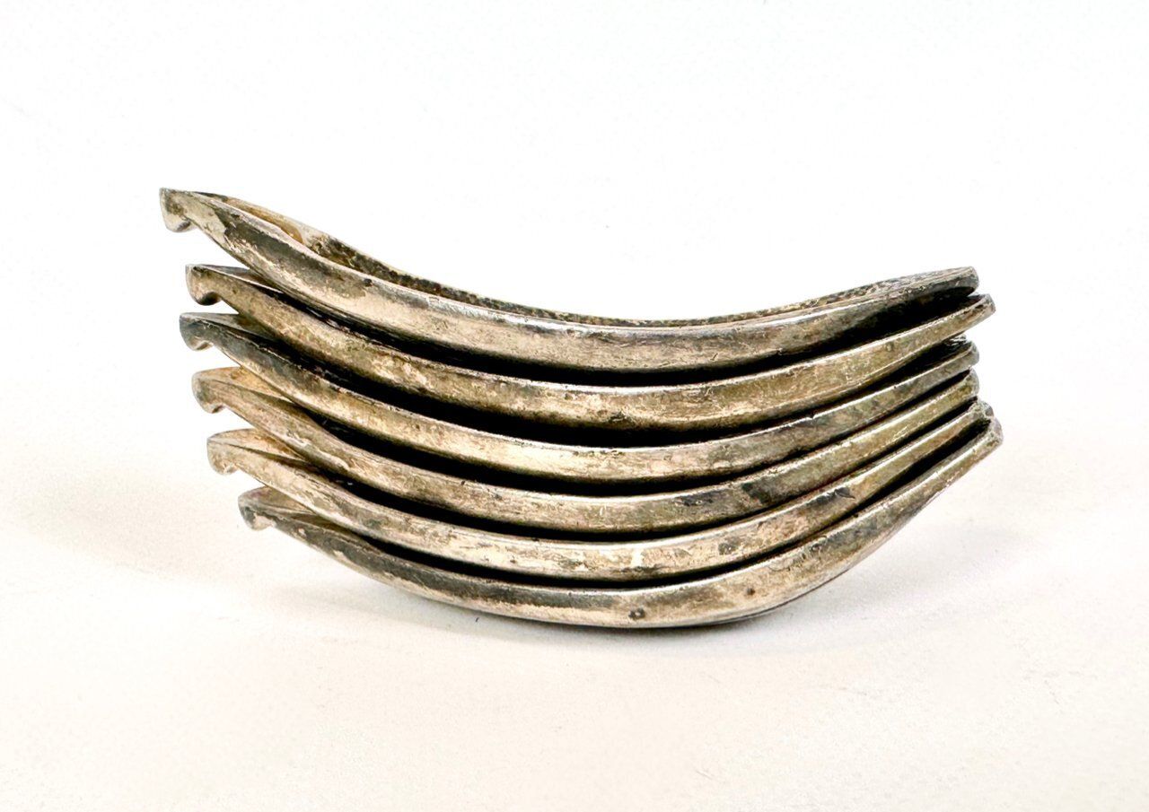 Mid Century Modern Silver Plated Card Ashtrays, 1950s, Set Of 6 photo 429.0