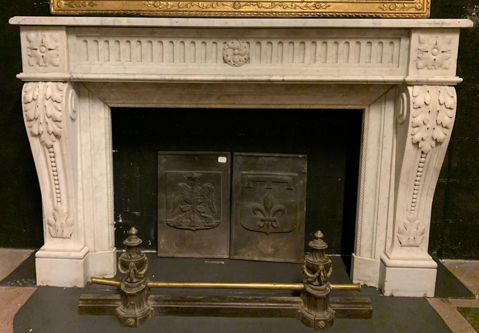 White Carrara Marble Fireplace Mantle, Carved With Flowers And Decorations, France photo furniture