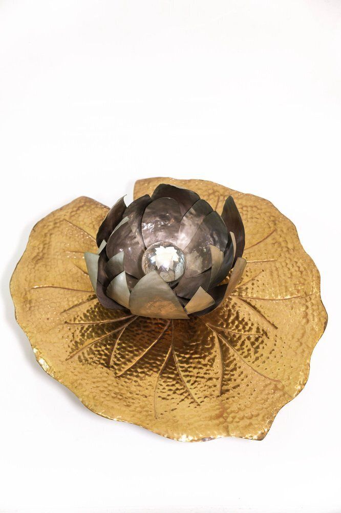 Vintage Italian Brass Model Ninfea Sconce By Tommaso Barbi For Bottega Gadda