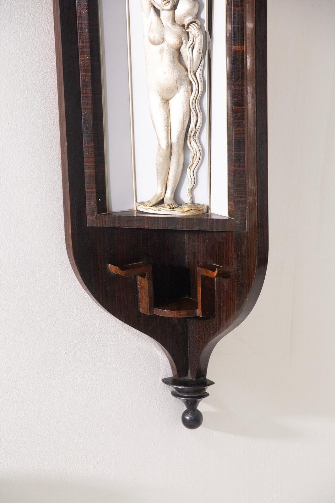 Italian Art Deco Wall Lamp In Gio Ponti Style With Silver Plated Wood Sculpture photo for sale