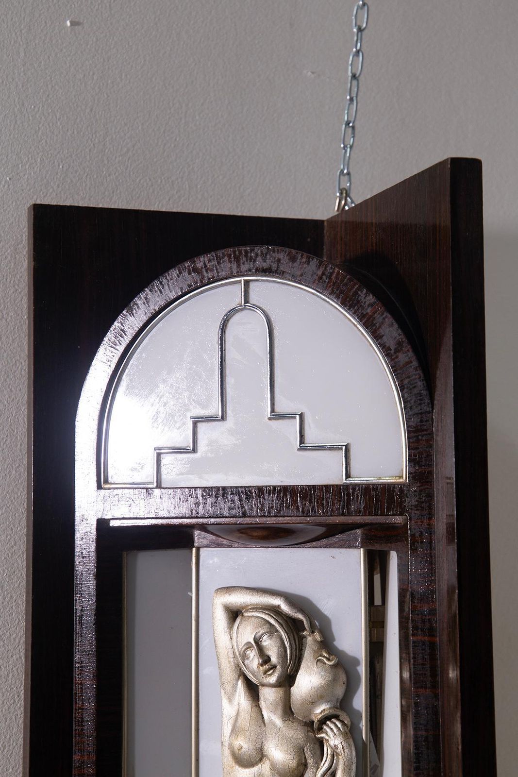 Italian Art Deco Wall Lamp In Gio Ponti Style With Silver Plated Wood Sculpture photo buy