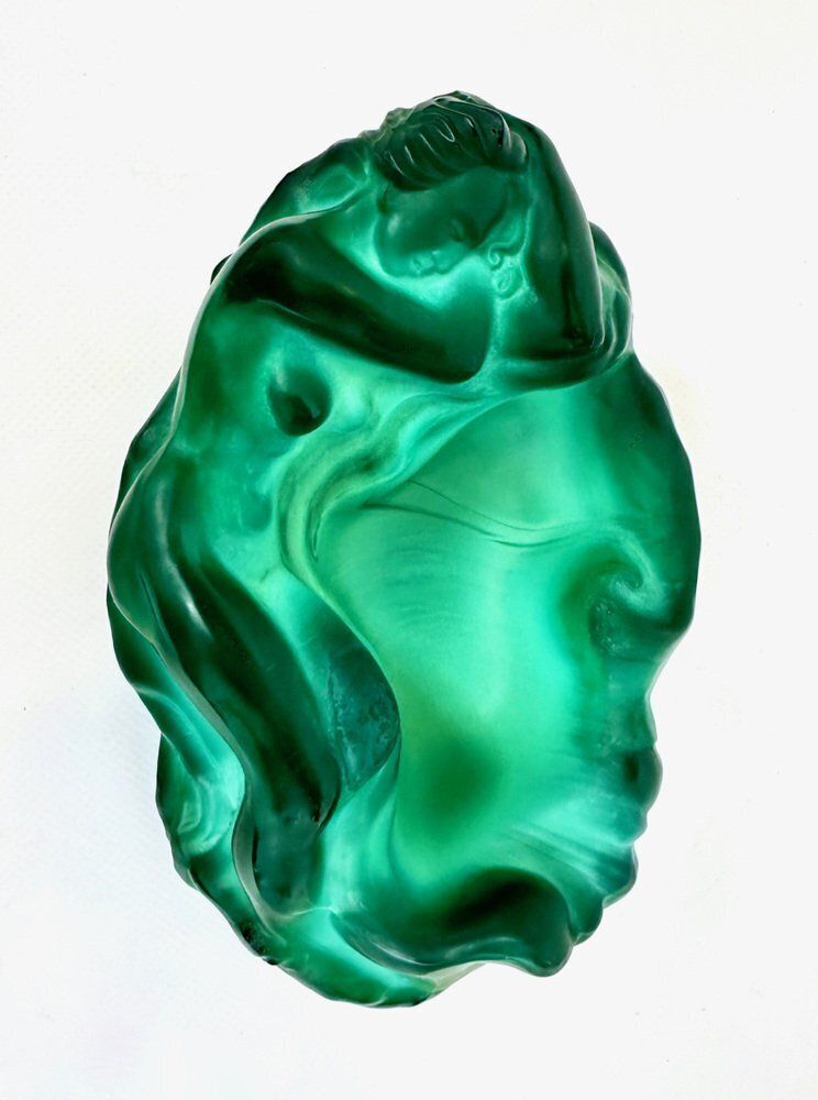 Art Nouveau Style Malachite Glass Bowl By Carlo Conte For František Halamas železný Brod Workshops, 1940s photo furniture
