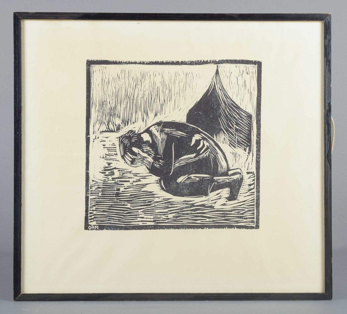 Olivia Holm Møller. Woodcut On Paper. Title: Unconditional. Mid 20th C. photo furniture