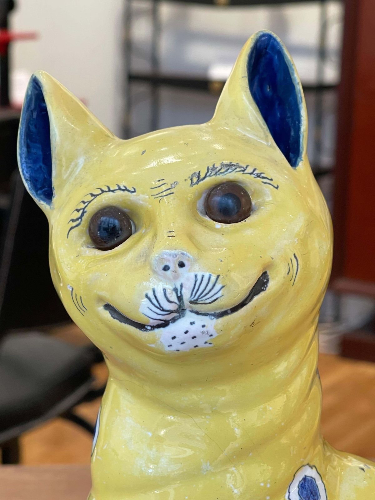 Two Yellow Faience Ceramic Cats, Emile Gallé For Gallé Reinemer photo buy