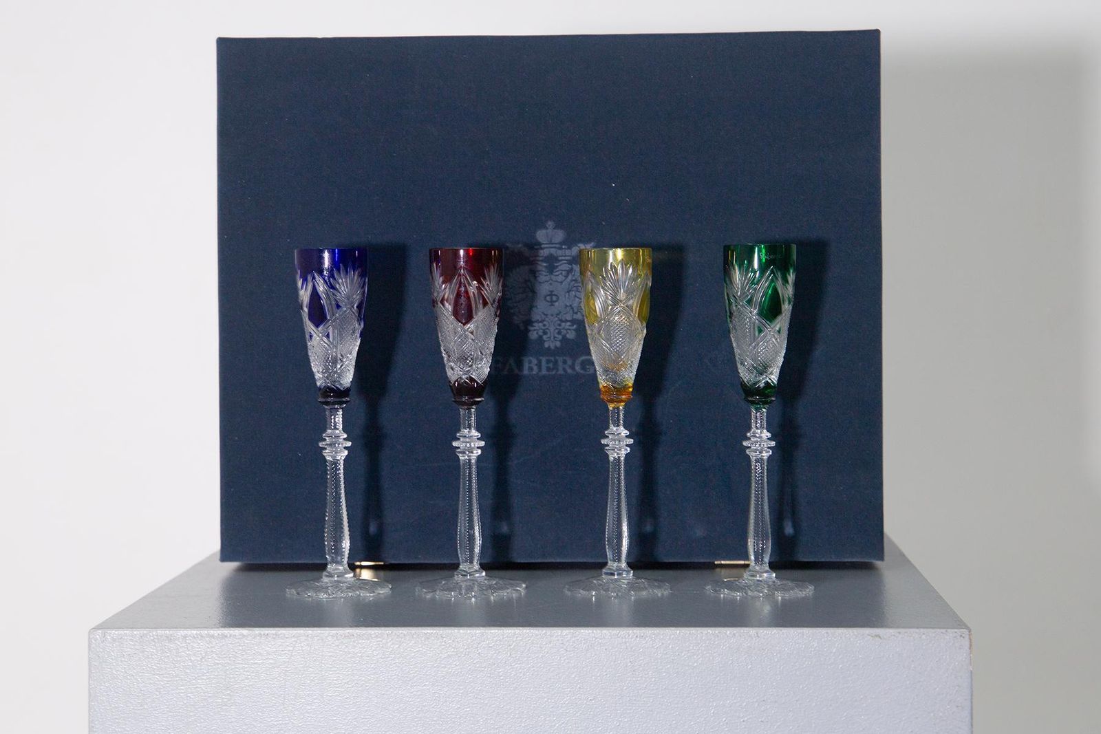 Set Of Four Fabergé Liqueur Glasses The Imperial Collection, Original Velvet photo Home Decor