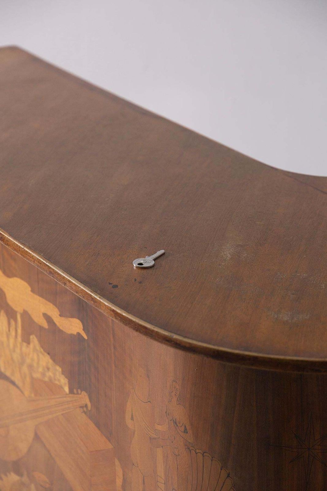 Luigi Scremin Corner Italian Bar Table Or Desk With Inlays photo vintage