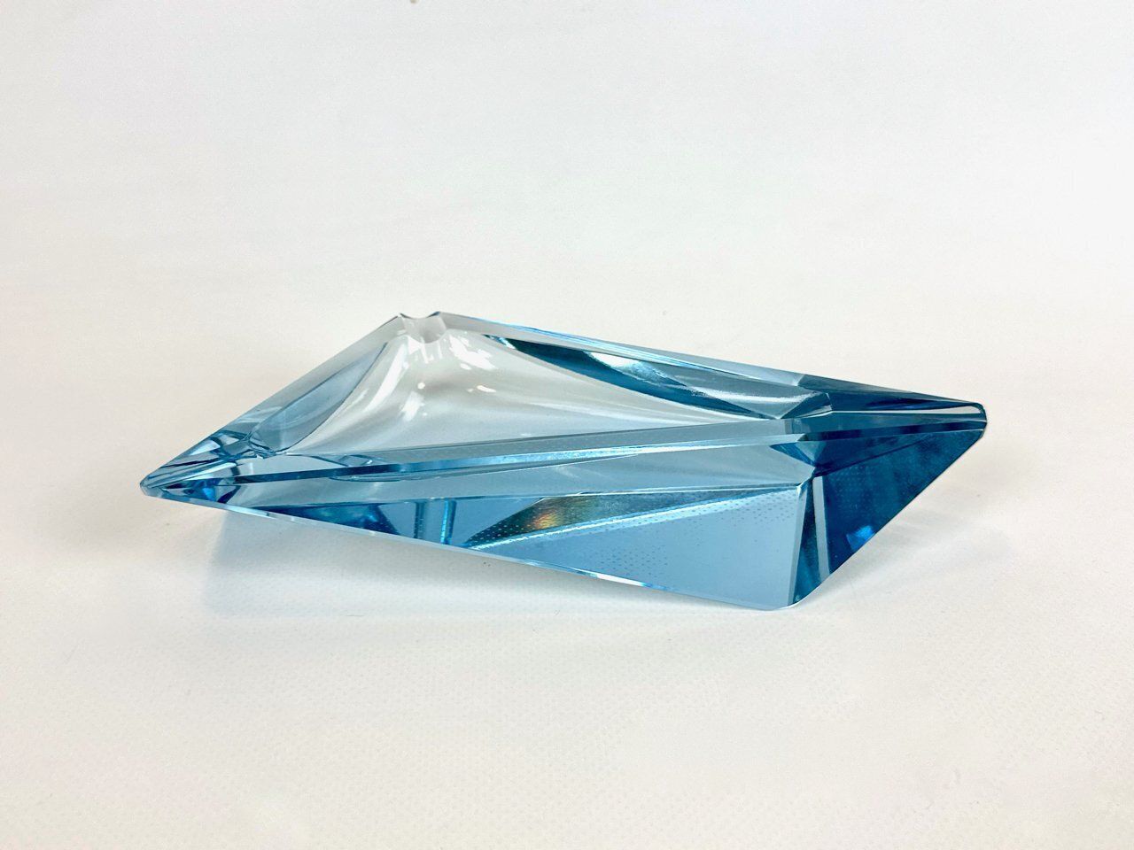 Art Deco Blue Glass Ashtray By Moser, 1930s photo vintage