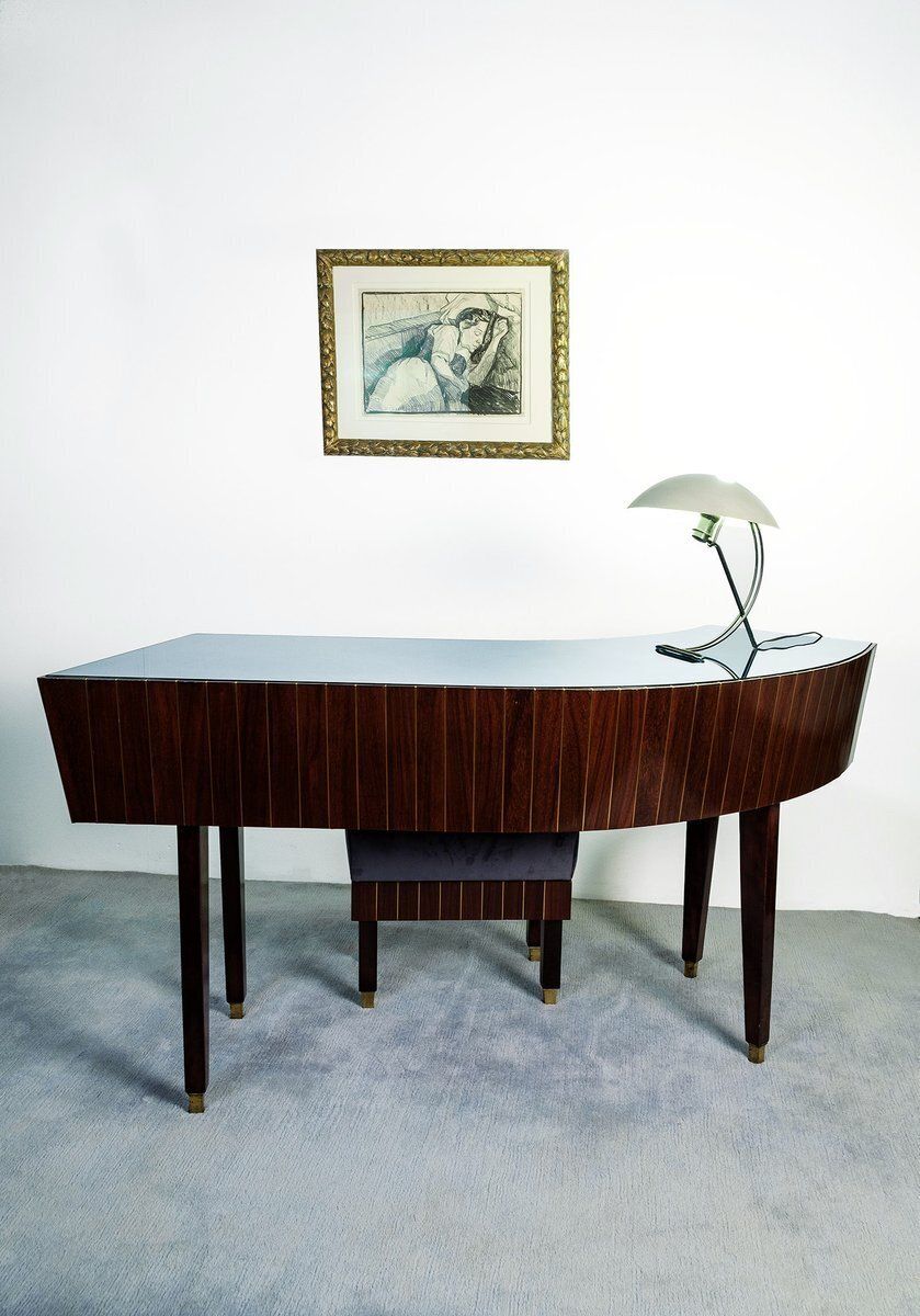 Mid Century Writing Desk With Stool By Gianni Vigorelli, Set Of 2