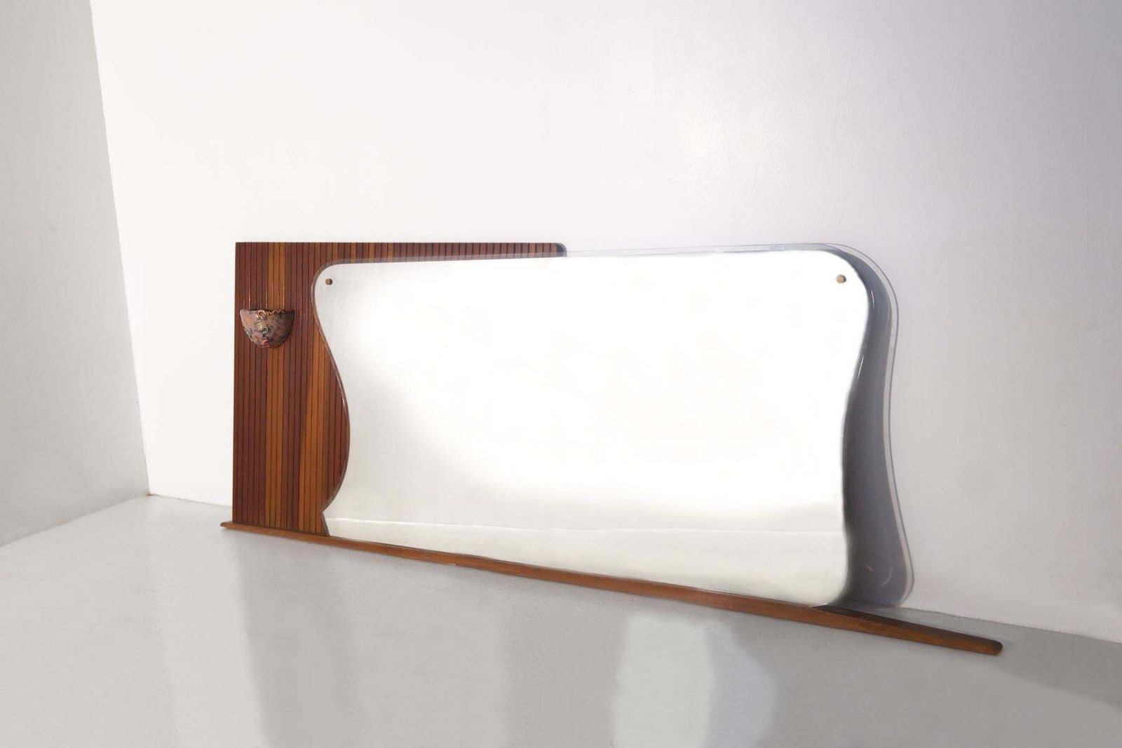 Italian Vintage Wall Or Console Mirror With Ceramic Light Holder photo for sale